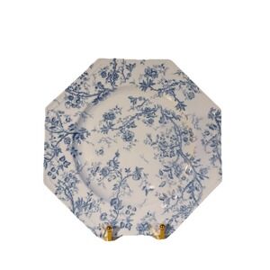 Grace Teaware 10" Blue Rose Fine Porcelain Octagonal Plate Set of 4